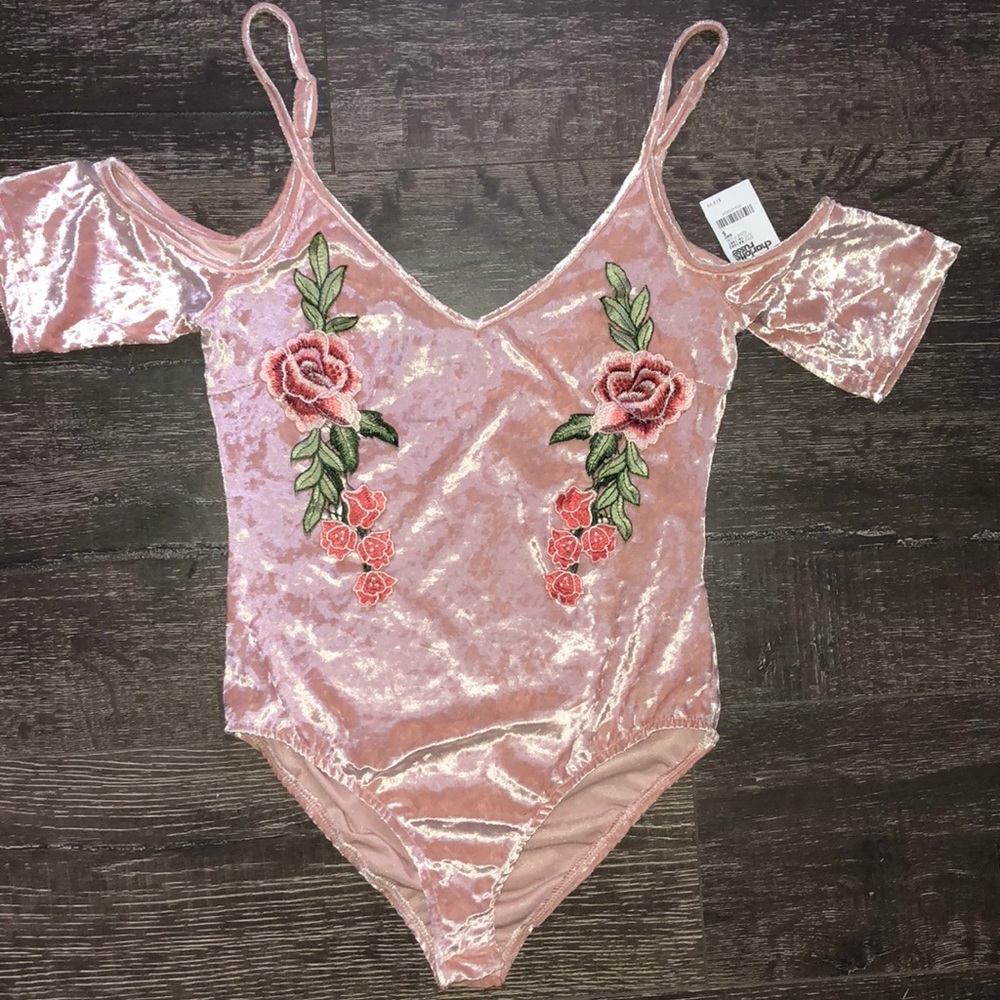 NWT Charlotte Russe pink velour body suit